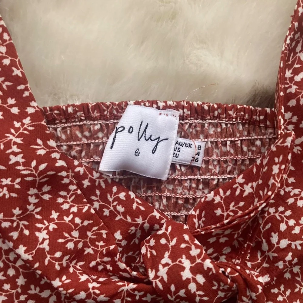 Princess Polly Rust Red Floral Tie-Front Tank - Picture 3 of 4